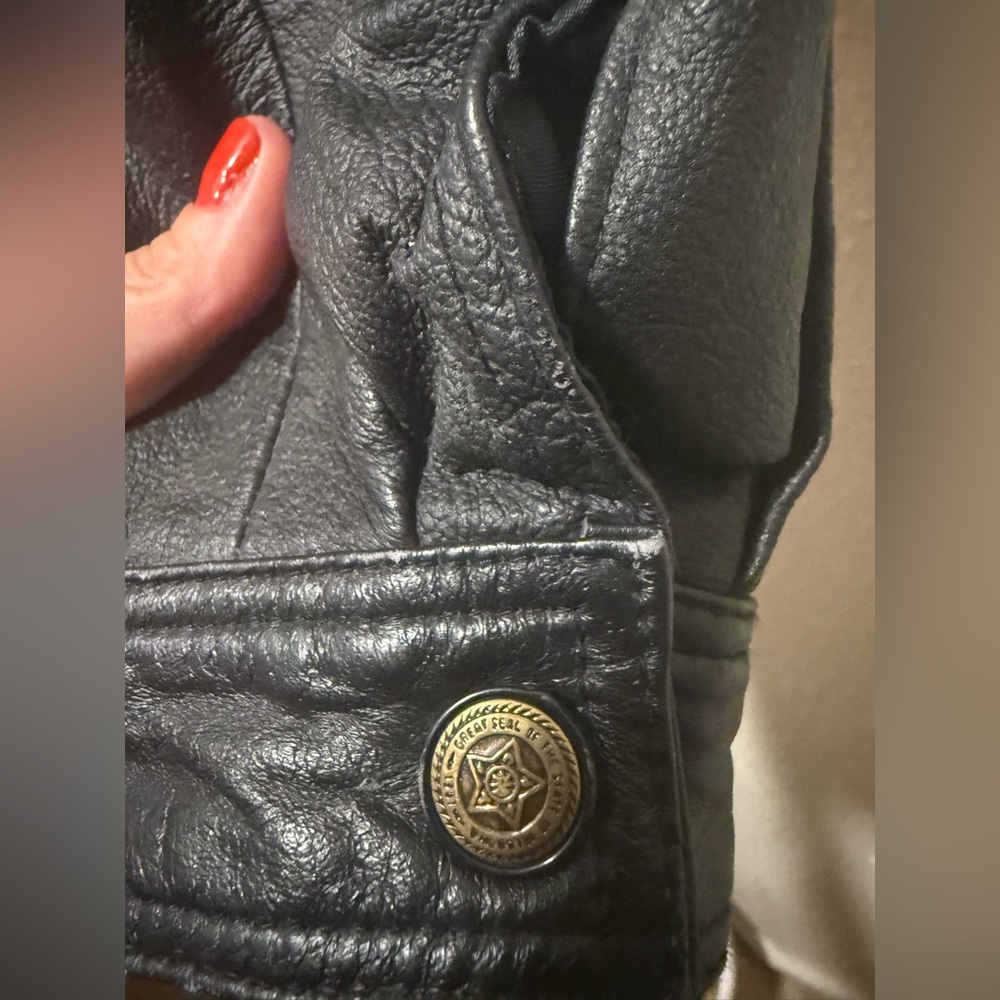 Basic Equipment Black Leather Jacket With Gold Zi… - image 7